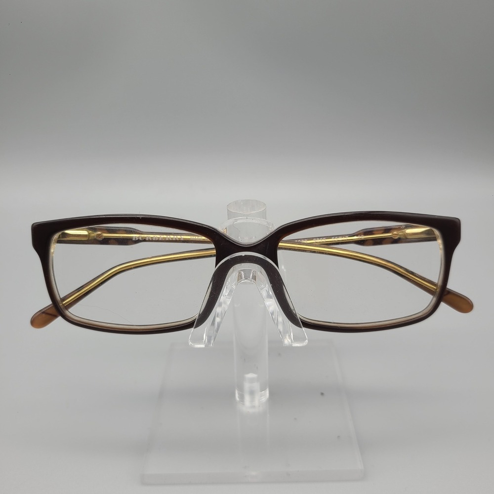 Burberry B 2003 3023 Brown Tortoise Gold Rectangular Eyeglass Frames 53-17-140